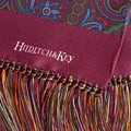 Burgundy & Green Paisley Printed Silk Scarf