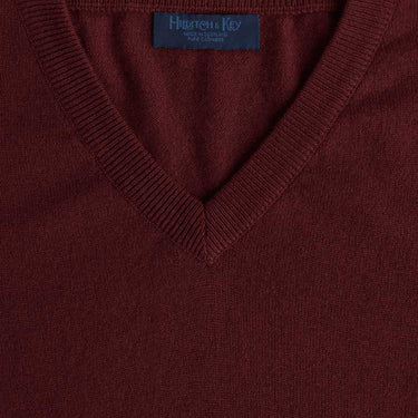 Burgundy V - Neck Cashmere Sweater