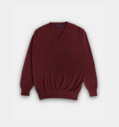 Burgundy V - Neck Cashmere Sweater