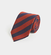 Burnt Orange Block Stripe Wool & Silk Blend Tie