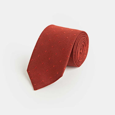 Burnt Orange Self - Spot Wool & Silk Blend Tie