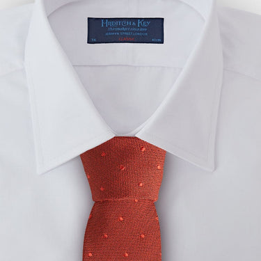 Burnt Orange Self - Spot Wool & Silk Blend Tie