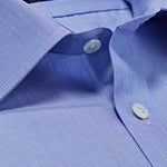Classic Fit, Classic Collar, 2 Button Cuff Shirt in a Plain Blue End-On-End Cotton