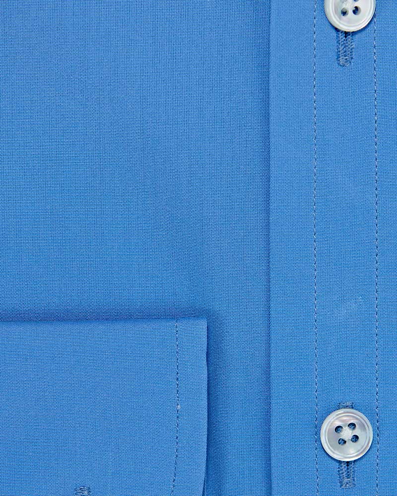 Classic Fit, Classic Collar, 2 Button Cuff Shirt in a Plain Blue Poplin Cotton
