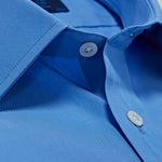 Classic Fit, Classic Collar, 2 Button Cuff Shirt in a Plain Blue Poplin Cotton