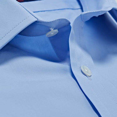 Classic Fit, Classic Collar, 2 Button Cuff Shirt in a Plain Sky Blue Poplin Cotton