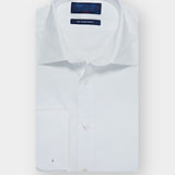 Classic Fit, Classic Collar, Double Cuff, Plain White Sea Island Quality Poplin Shirt