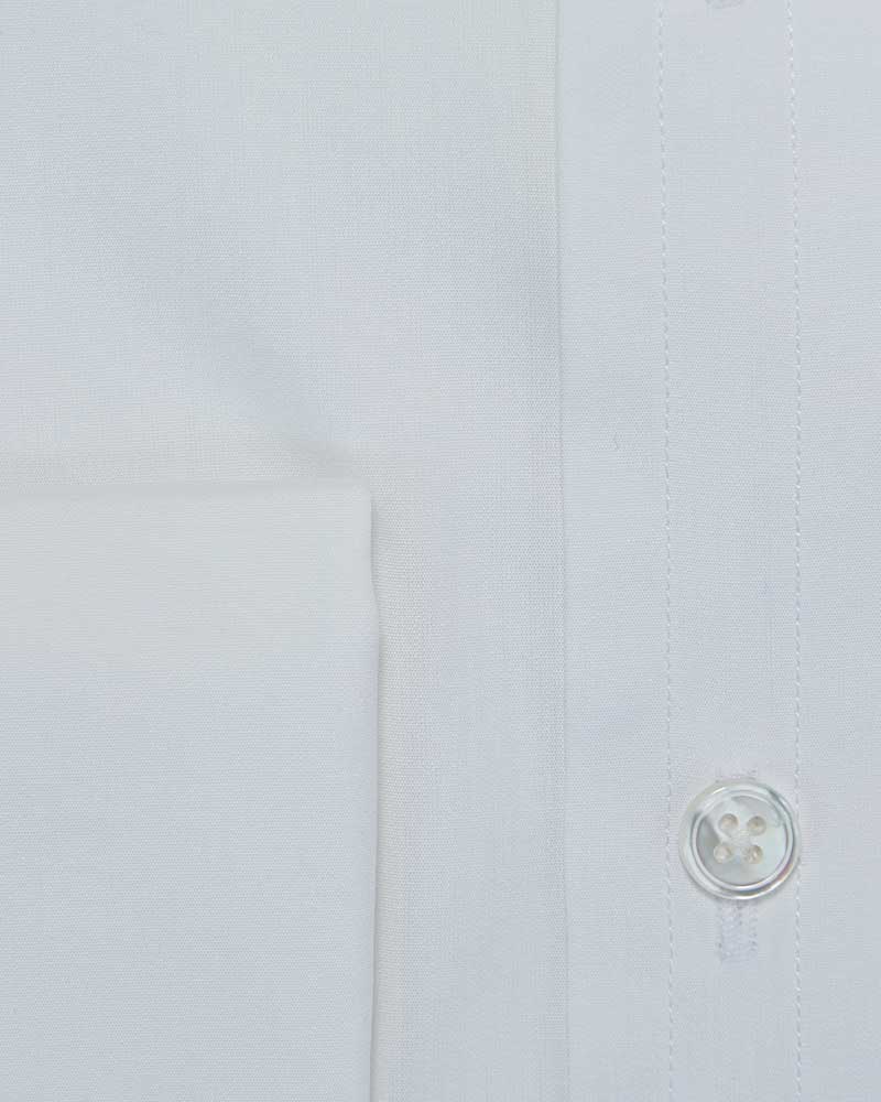 Classic Fit, Classic Collar, Double Cuff, Plain White Sea Island Quality Poplin Shirt