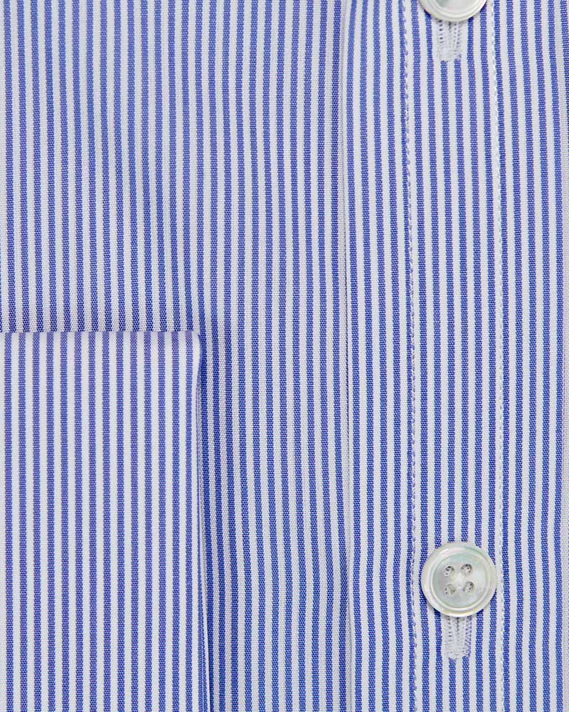 Classic Fit, Classic Collar, Double Cuff Shirt in a Blue & White Fine ...