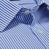 Classic Fit, Classic Collar, Double Cuff Shirt in a Blue & White Medium Bengal Poplin Cotton