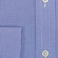 Classic Fit, Classic Collar, Double Cuff Shirt in a Blue & White Shepherds Check Poplin Cotton