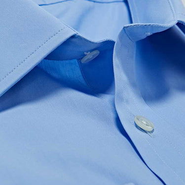 Classic Fit, Classic Collar, Double Cuff Shirt in a Plain Blue Sea Island Quality Poplin Cotton