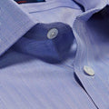 Classic Fit, Classic Collar, Double Cuff Shirt in a Plain Mid Blue Herringbone Cotton