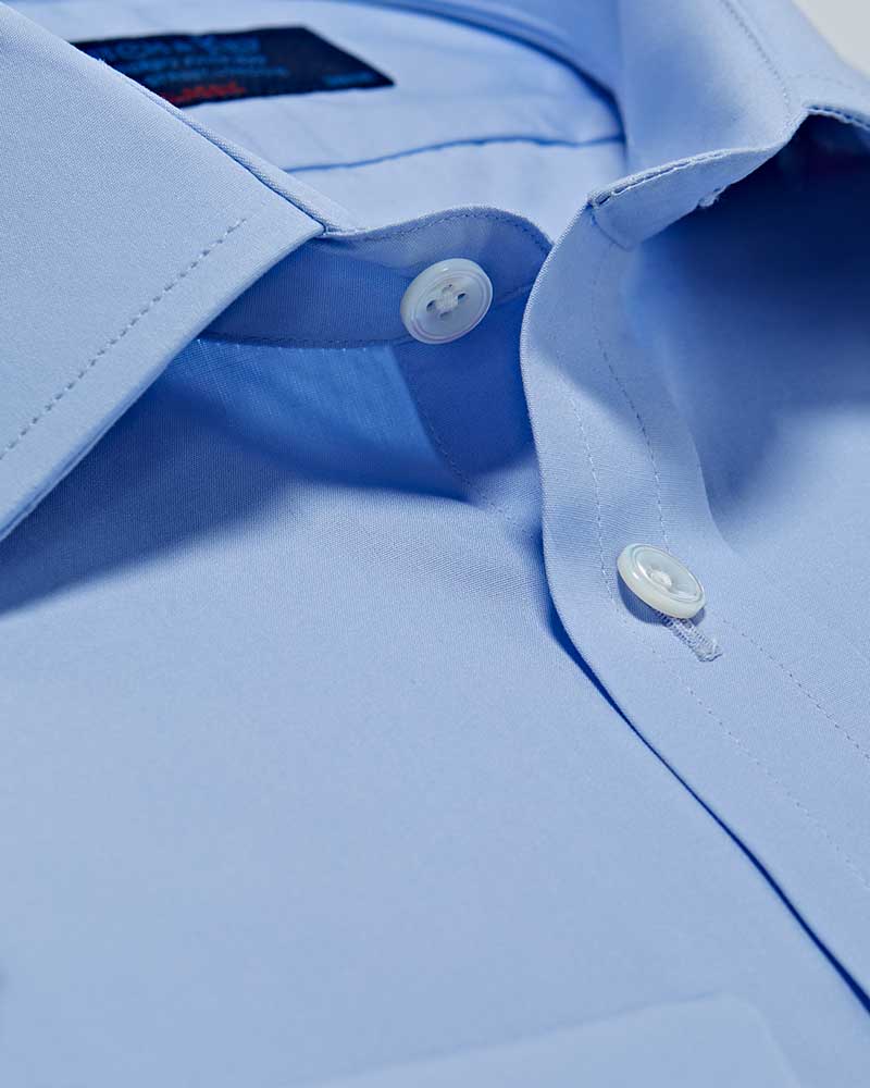 Classic Fit, Classic Collar, Double Cuff Shirt in a Plain Sky Blue Poplin Cotton