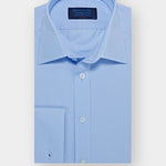Classic Fit, Classic Collar, Double Cuff Shirt in a Plain Sky Blue Poplin Cotton