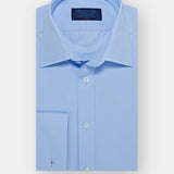 Classic Fit, Classic Collar, Double Cuff Shirt in a Plain Sky Blue Poplin Cotton