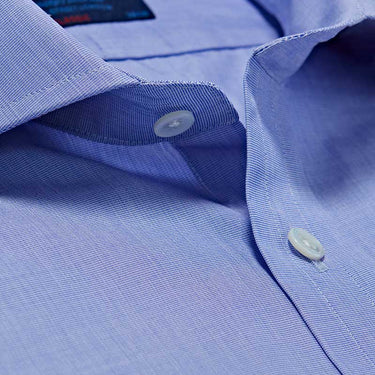 Classic Fit, Cut-away Collar, 2 Button Cuff Shirt in a Plain Blue End-On-End Cotton