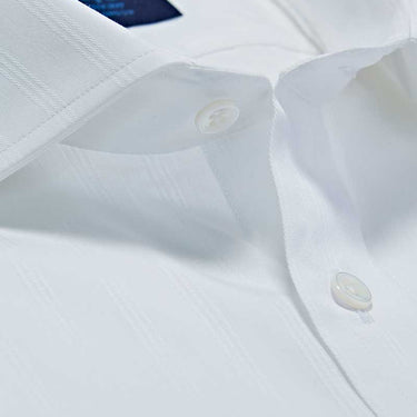 Classic Fit, Cut-away Collar, Double Cuff Shirt in a Multi Satin Stripe White-On-White Cotton