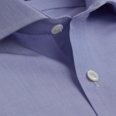 Classic Fit, Cut - away Collar, Double Cuff Shirt in a Plain Blue End - On - End Cotton