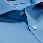 Classic Fit, Cut-away Collar, Double Cuff Shirt in a Plain Blue Poplin Cotton