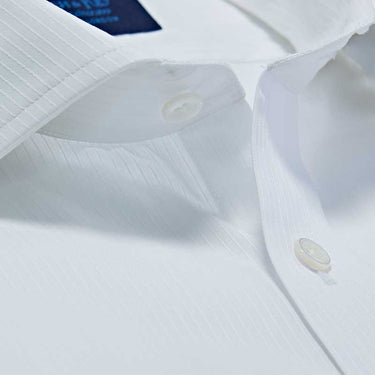 Classic Fit, Cut-away Collar, Double Cuff Shirt in a Satin Stripe White-On-White Cotton