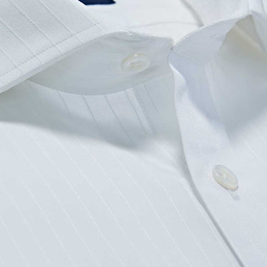 Classic Fit, Cut-away Collar, Double Cuff Shirt in a Satin Stripe White-On-White Cotton