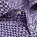 Classic Fit, Cutaway Collar, Double Cuff Shirt In Purple & White Fine Check