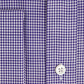 Classic Fit, Cutaway Collar, Double Cuff Shirt In Purple & White Fine Check