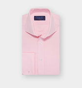 Classic Fit Pink Fine Bengal Stripe Cotton Poplin Shirt with Cut - away Collar & Double Cuff