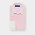 Classic Fit Plain Pink End - on - End Cotton Shirt with White Classic Collar & Double Cuff