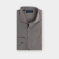 Contemporary Fit Black & White Dot Check Twill Cotton Shirt with Classic Collar & Double Cuff