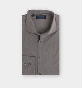 Contemporary Fit Black & White Dot Check Twill Cotton Shirt with Classic Collar & Double Cuff