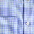 Contemporary Fit Blue Micro Gingham Check Cotton Shirt with Classic Collar & Double Cuff