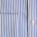 Contemporary Fit Blue & Navy Multi Stripe Cotton Shirt with Classic Collar & Double Cuff