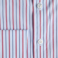 Contemporary Fit Blue & Red Multi Stripe Cotton Shirt with Classic Collar & Double Cuff