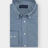 Contemporary Fit, Button Down Collar, 2 Button Cuff Shirt in a Blue Fleck