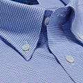 Contemporary Fit, Button Down Collar, 2 Button Cuff Shirt in a Blue Houndstooth Cotton