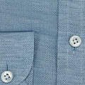 Contemporary Fit, Button Down Collar, 2 Button Cuff Shirt in a Denim Blue Semi Plain