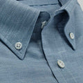 Contemporary Fit, Button Down Collar, 2 Button Cuff Shirt in a Denim Blue Semi Plain