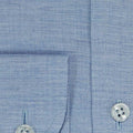 Contemporary Fit, Button Down Collar, 2 Button Cuff Shirt in a Light Blue Fine Herringbone Cotton