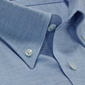 Contemporary Fit, Button Down Collar, 2 Button Cuff Shirt in a Light Blue Fine Herringbone Cotton