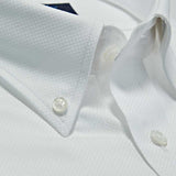 Contemporary Fit, Button Down Collar, 2 Button Cuff Shirt in a White Basket Weave