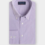 Contemporary Fit, Button Down Collar, 2 Button Cuff Shirt In Neat Lilac Check