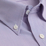 Contemporary Fit, Button Down Collar, 2 Button Cuff Shirt In Neat Lilac Check