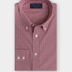 Contemporary Fit, Button Down Collar, 2 Button Cuff Shirt In Red Check