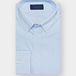 Contemporary Fit, Button Down Collar, 2 Button Cuff Shirt In White with Light Blue Triangles