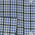 Contemporary Fit, Button Down Collar, Two Button Cuff Shirt In Blue & White With Green Overcheck