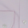 Contemporary Fit, Button Down Collar, Two Button Cuff Shirt In White & Pink Micro Check