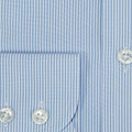 Contemporary Fit, Classic Collar, 2 Button Cuff Shirt in a Blue & White Fine Bengal Poplin Cotton