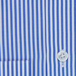 Contemporary Fit, Classic Collar, 2 Button Cuff Shirt in a Blue & White Medium Bengal Poplin Cotton